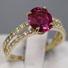 画像1: K18ルベライトダイヤモンドリング 1.359 D0.32 2.6g #12 ソーティング (1)