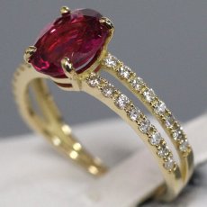 画像2: K18ルベライトダイヤモンドリング 1.359 D0.32 2.6g #12 ソーティング (2)