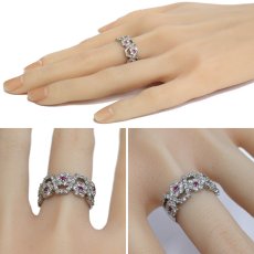 画像10: Pt900ルビーダイヤモンドリング フラワーモチーフ R0.20 D1.44 7.7g #15 (10)