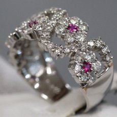 画像3: Pt900ルビーダイヤモンドリング フラワーモチーフ R0.20 D1.44 7.7g #15 (3)