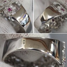 画像6: Pt900ルビーダイヤモンドリング フラワーモチーフ R0.20 D1.44 7.7g #15 (6)