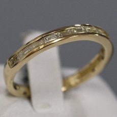 画像1: K18バゲットカットダイヤモンドリング ハーフエタニティ D0.33 2.2g #11.5 (1)