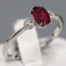 画像1: Pt900非加熱ピジョンブラッドルビーダイヤモンドリング R0.61 D0.05 2.3g #12 AIGS鑑別書 (1)