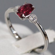 画像2: Pt900非加熱ピジョンブラッドルビーダイヤモンドリング R0.61 D0.05 2.3g #12 AIGS鑑別書 (2)