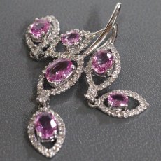 画像4: K18WGピンクサファイアダイヤモンドペンダントトップ 枝葉モチーフ 4.6g (4)