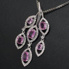 画像7: K18WGピンクサファイアダイヤモンドペンダントトップ 枝葉モチーフ 4.6g (7)