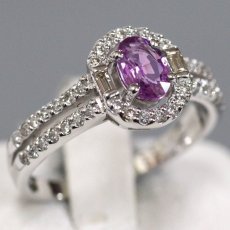 画像1: K18WGパープルサファイアダイヤモンドリング PS0.59 D0.30 3.7g #12 (1)