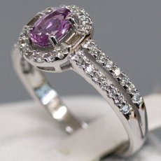 画像2: K18WGパープルサファイアダイヤモンドリング PS0.59 D0.30 3.7g #12 (2)
