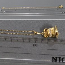 画像8: ミキモト K18 ダイヤモンド ペンダント ベルモチーフ D0.15 4.6g 40cm (8)