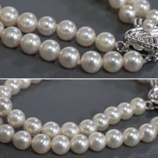 画像2: タサキ パール2連ブレスレット シルバー金具 パール5.5-5.8mm 17.1g 内径16cm (2)