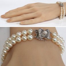 画像9: タサキ パール2連ブレスレット シルバー金具 パール5.5-5.8mm 17.1g 内径16cm (9)