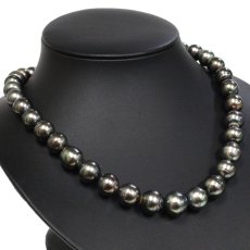 画像1: バロックブラックパールネックレス シルバー金具 10.3-14.2mm 46cm 91g (1)