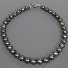 画像2: バロックブラックパールネックレス シルバー金具 10.3-14.2mm 46cm 91g (2)