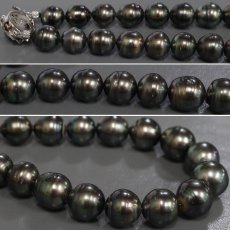 画像4: バロックブラックパールネックレス シルバー金具 10.3-14.2mm 46cm 91g (4)