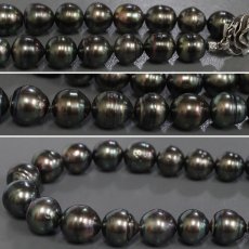 画像5: バロックブラックパールネックレス シルバー金具 10.3-14.2mm 46cm 91g (5)