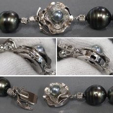 画像8: バロックブラックパールネックレス シルバー金具 10.3-14.2mm 46cm 91g (8)