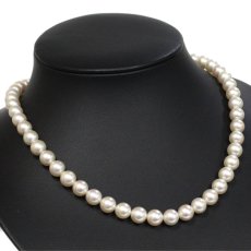 画像1: パールネックレス シルバー金具  8.1-8.5mm 43cm 43.1g (1)