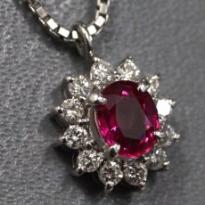 画像1: Pt900/850 ルビー ダイヤモンド ネックレス R0.63 D0.27 6.2g 42cm (1)