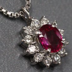 画像2: Pt900/850 ルビー ダイヤモンド ネックレス R0.63 D0.27 6.2g 42cm (2)
