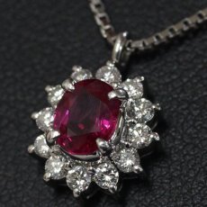 画像6: Pt900/850 ルビー ダイヤモンド ネックレス R0.63 D0.27 6.2g 42cm (6)