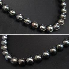 画像2: タヒチ産ブラックパールネックレス シルバー金具 8.1-10.8mm 42cm 箱 保証書 (2)