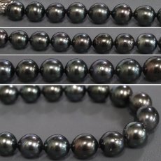 画像4: タヒチ産ブラックパールネックレス シルバー金具 8.1-10.8mm 42cm 箱 保証書 (4)