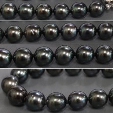 画像5: タヒチ産ブラックパールネックレス シルバー金具 8.1-10.8mm 42cm 箱 保証書 (5)