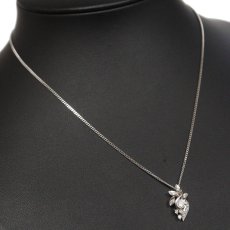 画像5: Pt900/850ダイヤモンドネックレス フラワーモチーフ D0.112 D0.23 5.8g 40cm 鑑別書 (5)