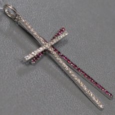 画像2: 750WGルビーダイヤモンドペンダントトップ ダブルクロス R0.55 D0.50 3.1g (2)