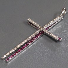 画像3: 750WGルビーダイヤモンドペンダントトップ ダブルクロス R0.55 D0.50 3.1g (3)