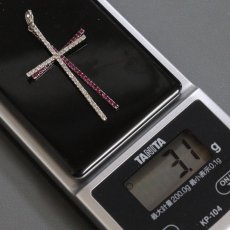 画像8: 750WGルビーダイヤモンドペンダントトップ ダブルクロス R0.55 D0.50 3.1g (8)