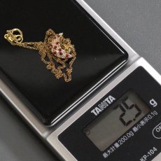 画像10: K18ルビーダイヤモンドペンダント 月と星モチーフ R0.12 D0.12 2.5g 40cm (10)