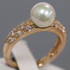 画像1: スタージュエリー K18PGパールダイヤモンドリング パール6.7mm D0.18 2.9g #6 (1)