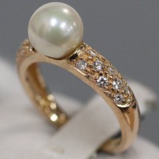 画像2: スタージュエリー K18PGパールダイヤモンドリング パール6.7mm D0.18 2.9g #6 (2)