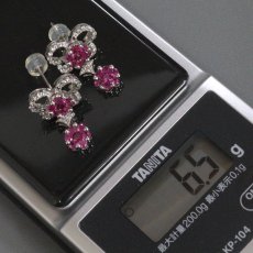 画像8: K18WGルビーダイヤモンドピアス R1.90×2 D0.45×2 キャッチ込み6.5g (8)