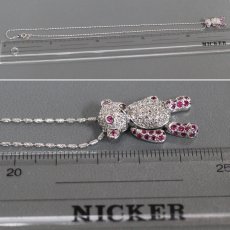 画像9: K18WG ルビーダイヤモンドペンダント R0.63 D0.47 45cm 6.8g アジャスター付  鑑別カード 動物モチーフ (9)