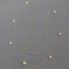 画像1: K18 ダイヤモンドステーションネックレス　D0.705 D1.30 6.8g 80cm 鑑別カード (1)