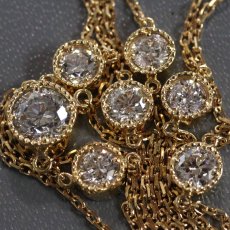 画像3: K18 ダイヤモンドステーションネックレス　D0.705 D1.30 6.8g 80cm 鑑別カード (3)