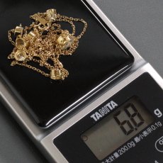 画像9: K18 ダイヤモンドステーションネックレス　D0.705 D1.30 6.8g 80cm 鑑別カード (9)