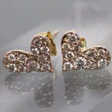 画像1: K18PG/YGダイヤモンドピアス ハート D0.15×2 1.1g (1)