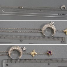 画像8: Pt900/850/K18ダイヤモンドアメジストペンダント 月 星 ハチ D0.32 AM0.15 9.2g AJ付45cm (8)