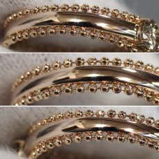 画像6: K18PG ダイヤモンド ミルグレイン リング D1.30 5PD 2.8g #11 (6)
