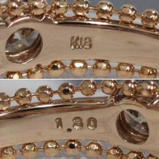 画像7: K18PG ダイヤモンド ミルグレイン リング D1.30 5PD 2.8g #11 (7)