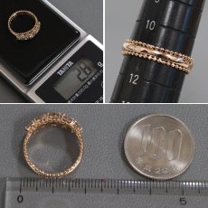 画像8: K18PG ダイヤモンド ミルグレイン リング D1.30 5PD 2.8g #11 (8)