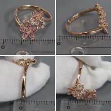 画像9: ポンテヴェキオ K18PGサファイアダイヤモンドリング フラワーモチーフ S0.23 D0.12 5.5g #20 (9)