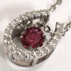 画像3: Pt900/850ルビーダイヤモンドネックレス 馬蹄モチーフ R0.59 D0.20 4.9g AJ付45cm (3)