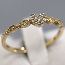 画像1: K18 ダイヤモンドリング 1.5g #10 ハートモチーフ (1)