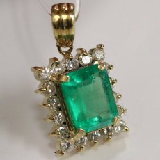 画像4: K18エメラルドダイヤモンドペンダントトップ E1.20 D0.33 2.2g 鑑別書 (4)