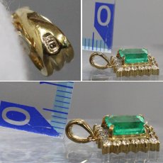 画像7: K18エメラルドダイヤモンドペンダントトップ E1.20 D0.33 2.2g 鑑別書 (7)