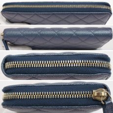 画像3: シャネル マトラッセ ココマーク キャビアスキン ラウンドファスナー 長財布 イリディセントブルー 27番台 (3)